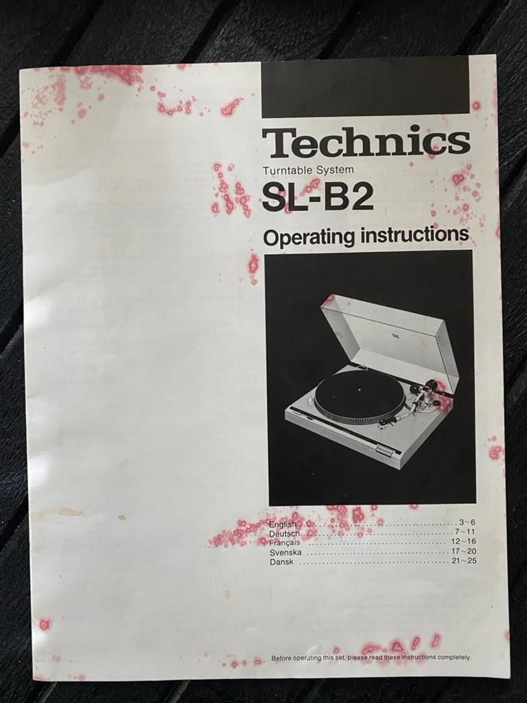 Technics SL-B2 Handleiding, Ophalen of Verzenden, Gebruikt, Platenspeler-onderdeel, Technics