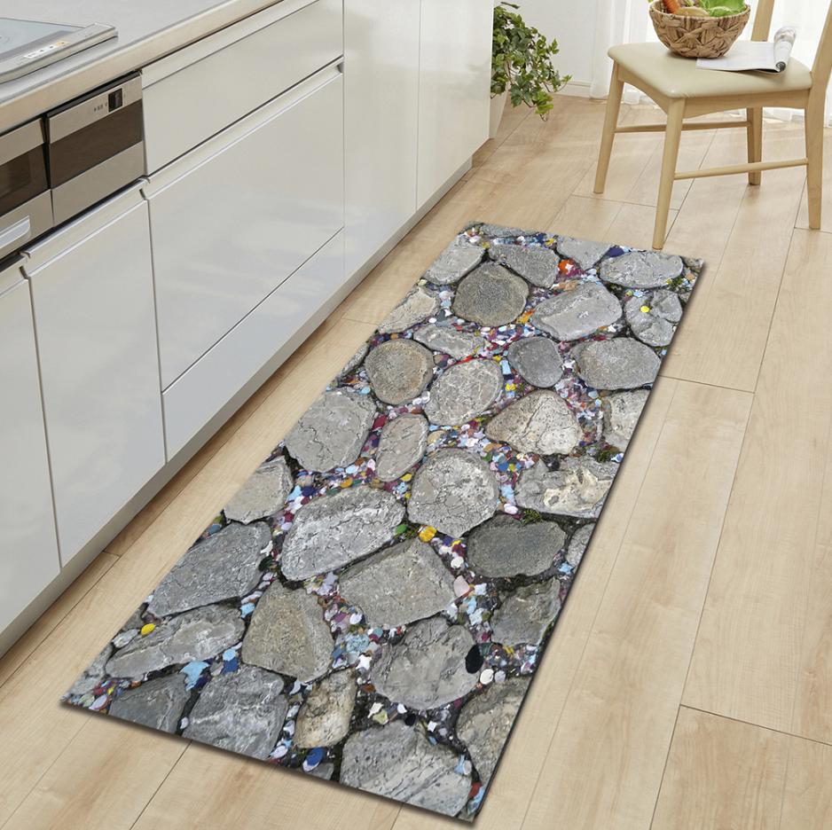 Stenen Vloerkleed / 3D Kleed Loper Vloermat Mat Steen Keuken, Verzenden, 50 tot 100 cm, Grijs, Rechthoekig