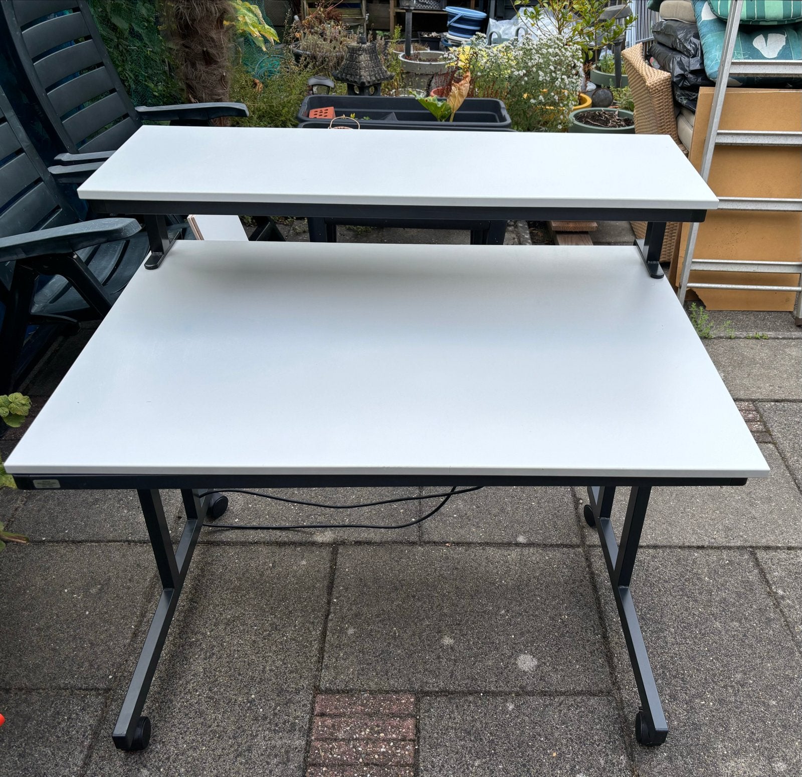 Mooi bureau met extra planksteun en printertafel, Ophalen, Opzetstuk, Zo goed als nieuw, Computerbureau