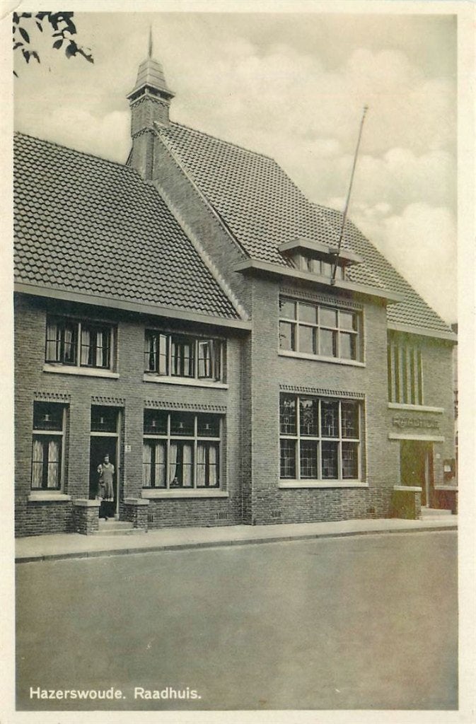 701-161-037 Hazerswoude Raadhuis, Verzamelen, Ansichtkaarten | Nederland, Verzenden, Voor 1920, Zuid-Holland