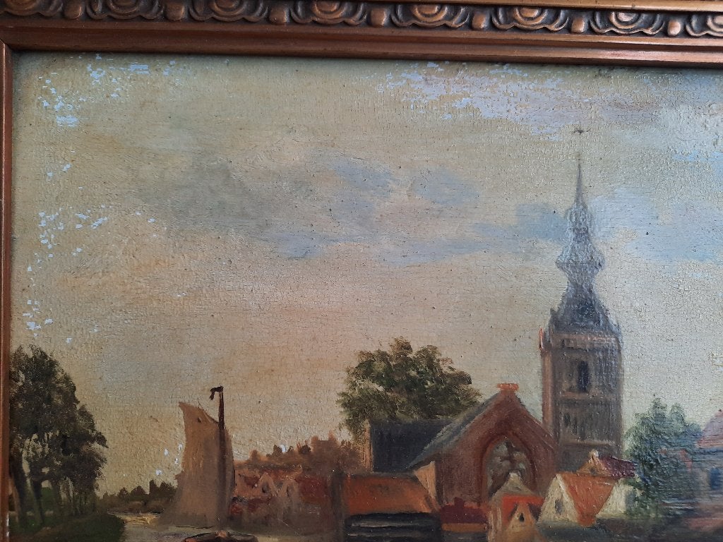 Olieverf schilderij F vd N, Oud hollands, Ophalen of Verzenden, Olieverf, Maritiem / water