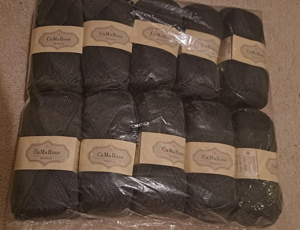 CaMaRose Biologisch Katoen Pakket - 10 bollen Antraciet, Ophalen of Verzenden, Nieuw, Breien of Haken, Wol of Garen