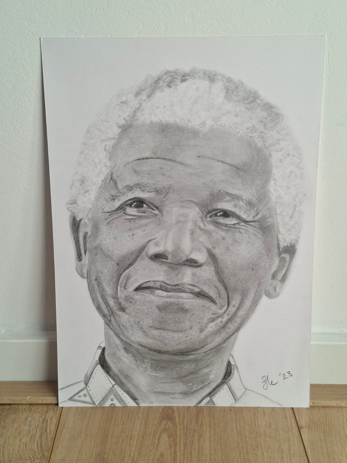Originele grafiettekening Nelson Mandela, Ophalen of Verzenden, Tekening, Potloodtekening, Handgemaakt