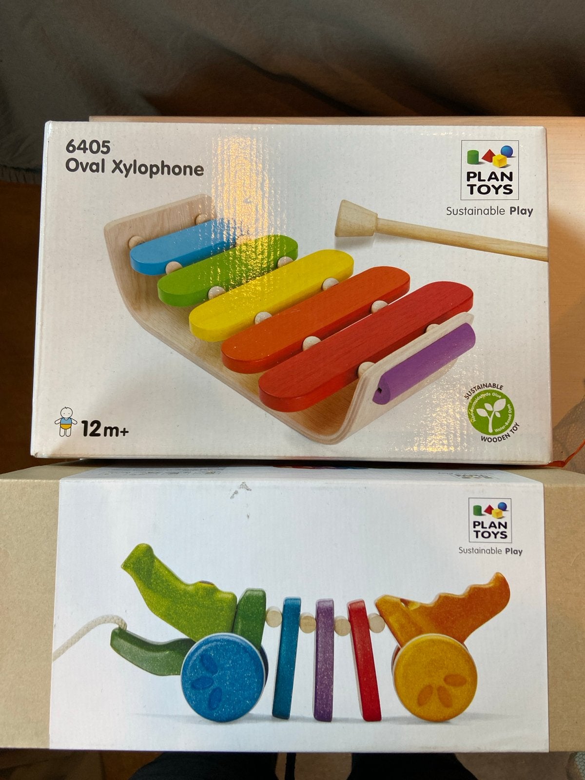 PlanToys Houten Xylofoon en Krokodil Trekdier - Nieuw, Ophalen of Verzenden, Zo goed als nieuw, Overige typen, Met geluid