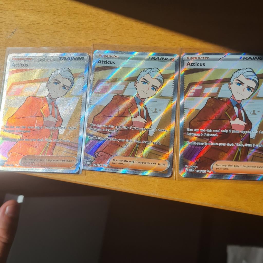 Pokémon TCG Atticus Trainer Kaart (3 stuks), Ophalen of Verzenden, Nieuw, Meerdere kaarten, Foil