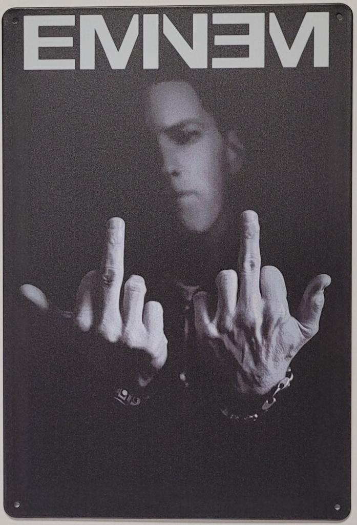 Eminem Middelvinfe reclamebord van metaal wandbord deco, Verzamelen, Muziek, Artiesten en Beroemdheden, Nieuw, Foto of Kaart, Ophalen of Verzenden