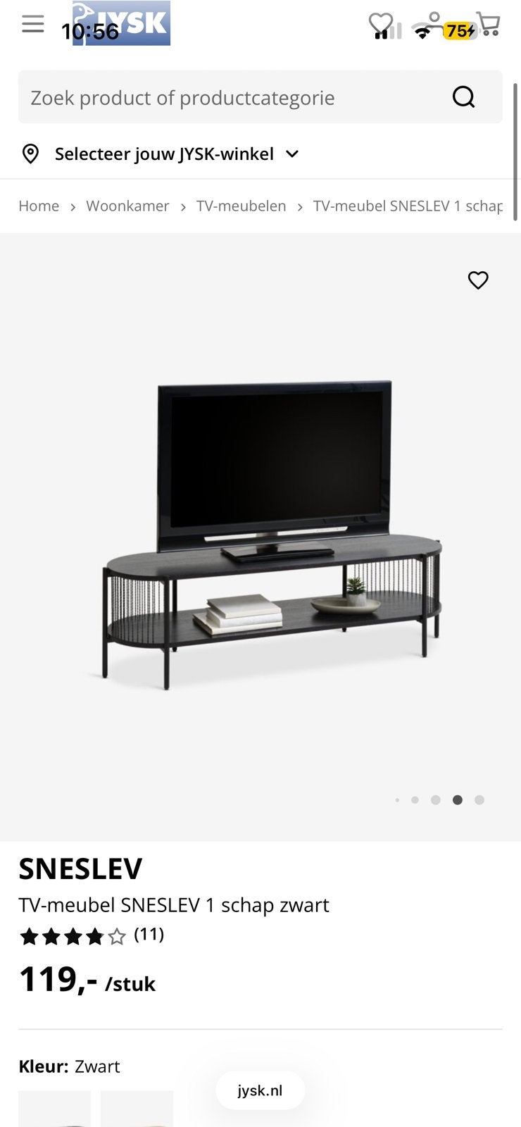 Zwart ovaal tv-meubel, Ophalen, Gebruikt, 100 tot 150 cm, Minder dan 100 cm