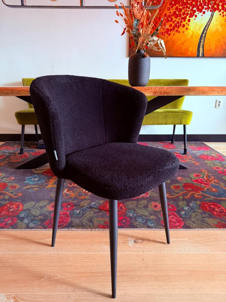4 bouclé Label51 stoelen, Zwart, Label 51, Ophalen of Verzenden, Zo goed als nieuw