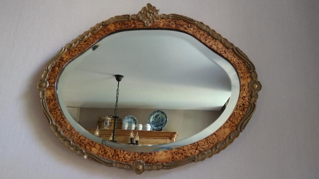 Antieke spiegel Rococo, Ophalen, Overige vormen, Minder dan 50 cm, Minder dan 100 cm