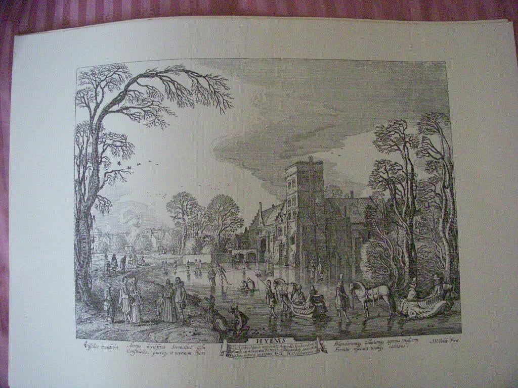 Ets met klassieke voorstelling van een nederlands landschap/, Antiek en Kunst, Ophalen of Verzenden