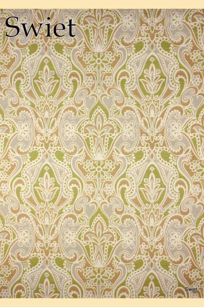 4940 barok groen wit beige vintage ornament zacht retro 70s, Ophalen of Verzenden, 50 tot 75 m², Wit