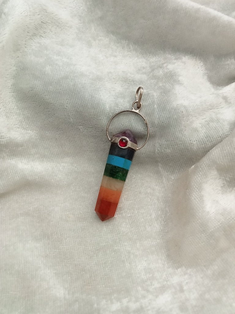 Mooie Gekleurde Zilveren Hanger met Granaatje, Verzenden, Zilver