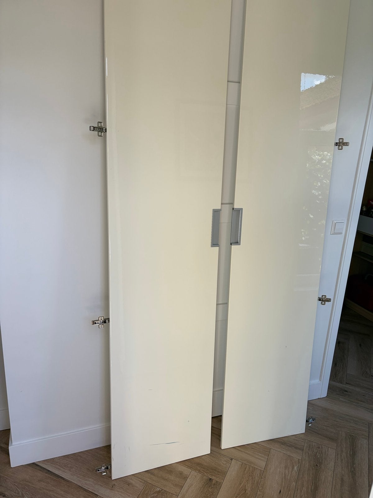 2 glanzend witte PAX kast deuren, Ophalen, Minder dan 80 cm, 215 cm of meer, Binnendeur