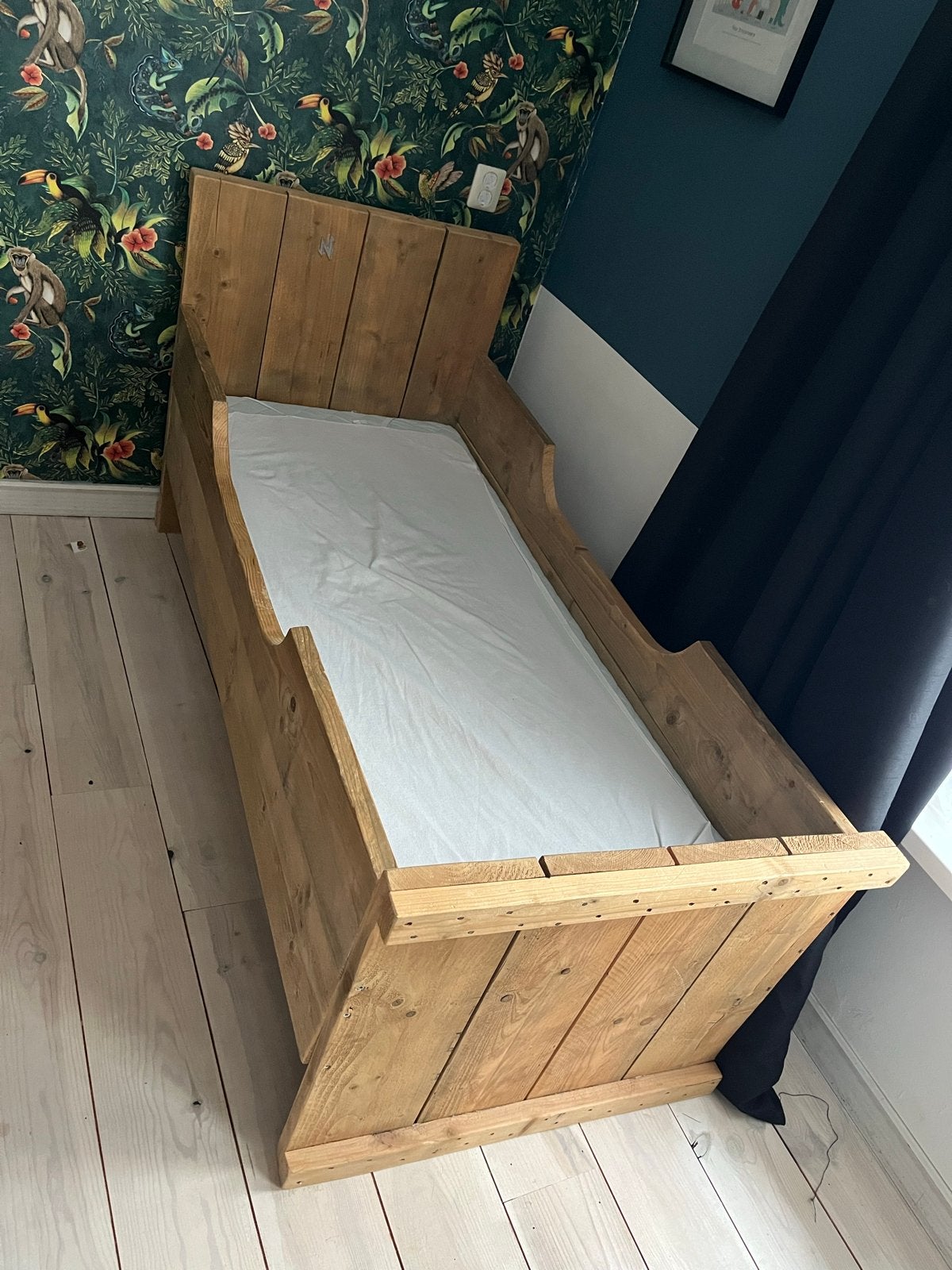 Steigerhouten kajuit bed inclusief matras (optioneel), Ophalen, Gebruikt, Eenpersoons, Bruin