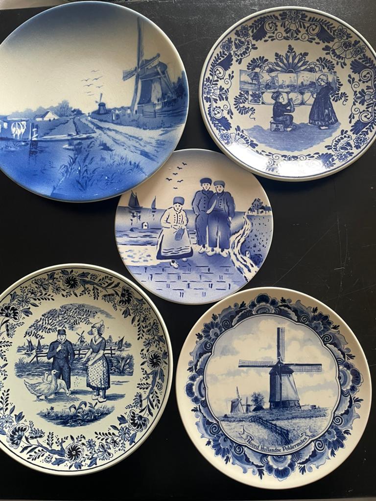 5 mooie delfts blauwe wandborden, Ophalen of Verzenden