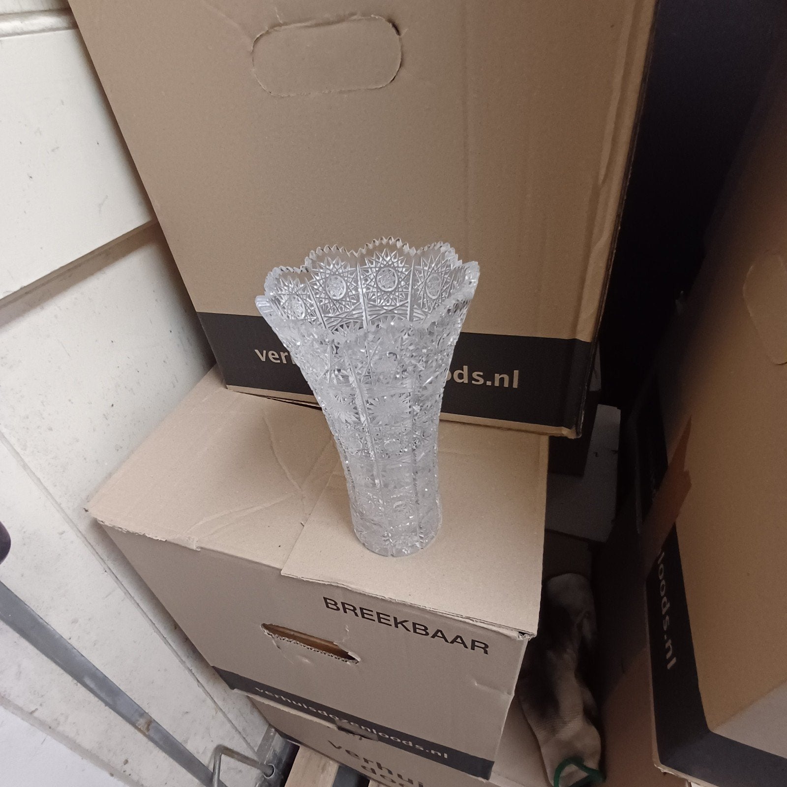 kristallen glazen vaas, Antiek en Kunst, Ophalen