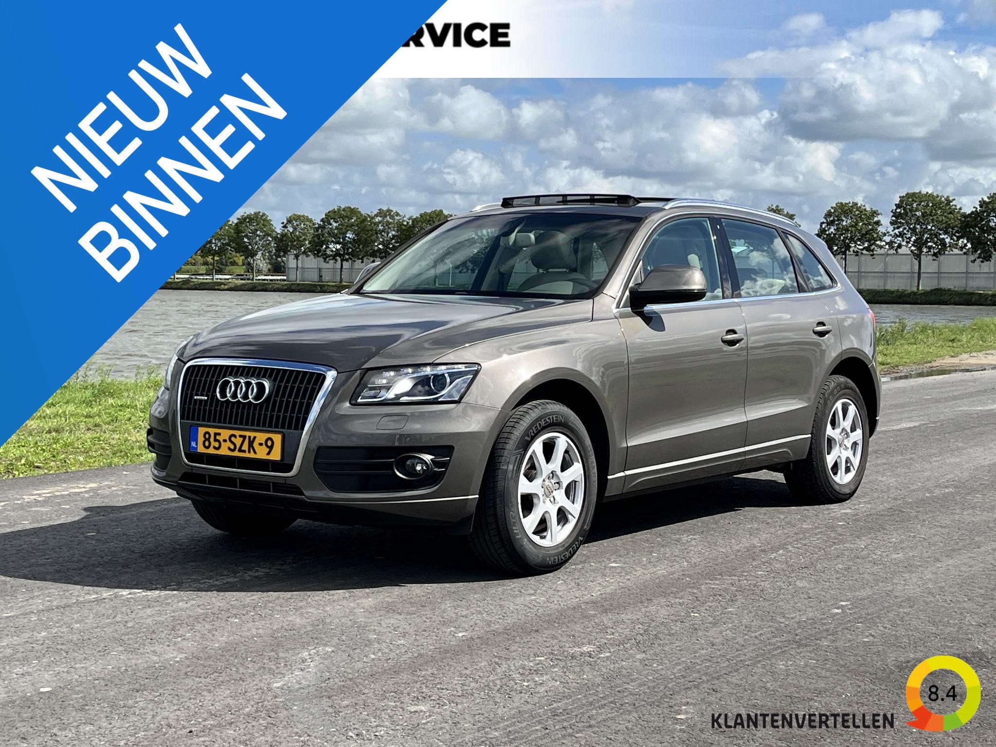 Audi Q5 2.0 TFSI quattro Pro Line Clima, cruise, stoelverwar, Auto's, Automaat, Gebruikt, Beige, 4 cilinders