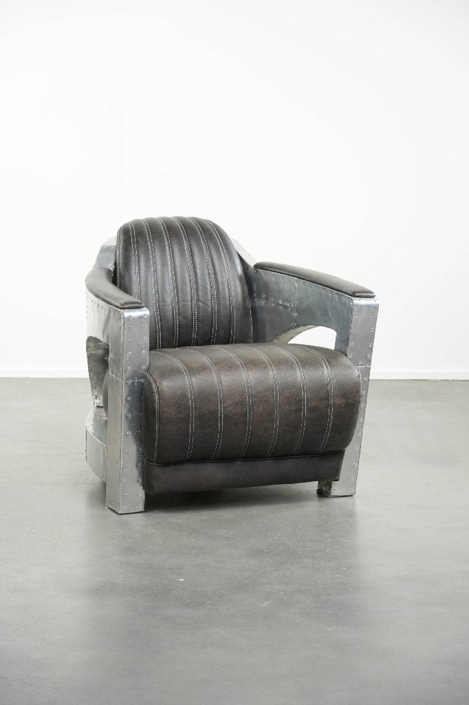 Bijzondere en comfortabele rundleren aviator design armchair, Ophalen, Gebruikt, Aviator, /