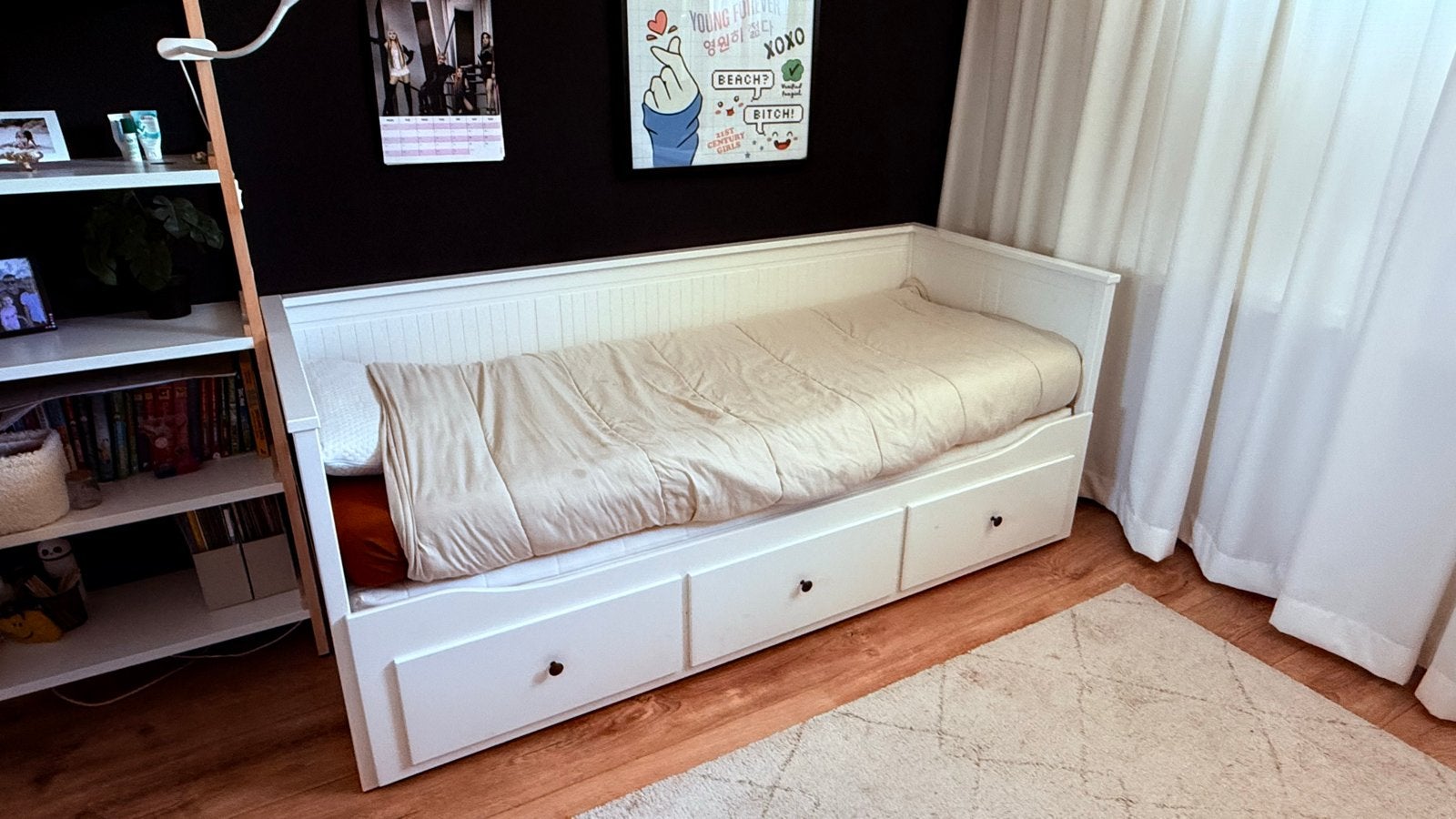IKEA Hemnes Bedbank met 3 lades - Wit, 80x200 cm, Ophalen, Eenpersoons, Wit, 80 cm