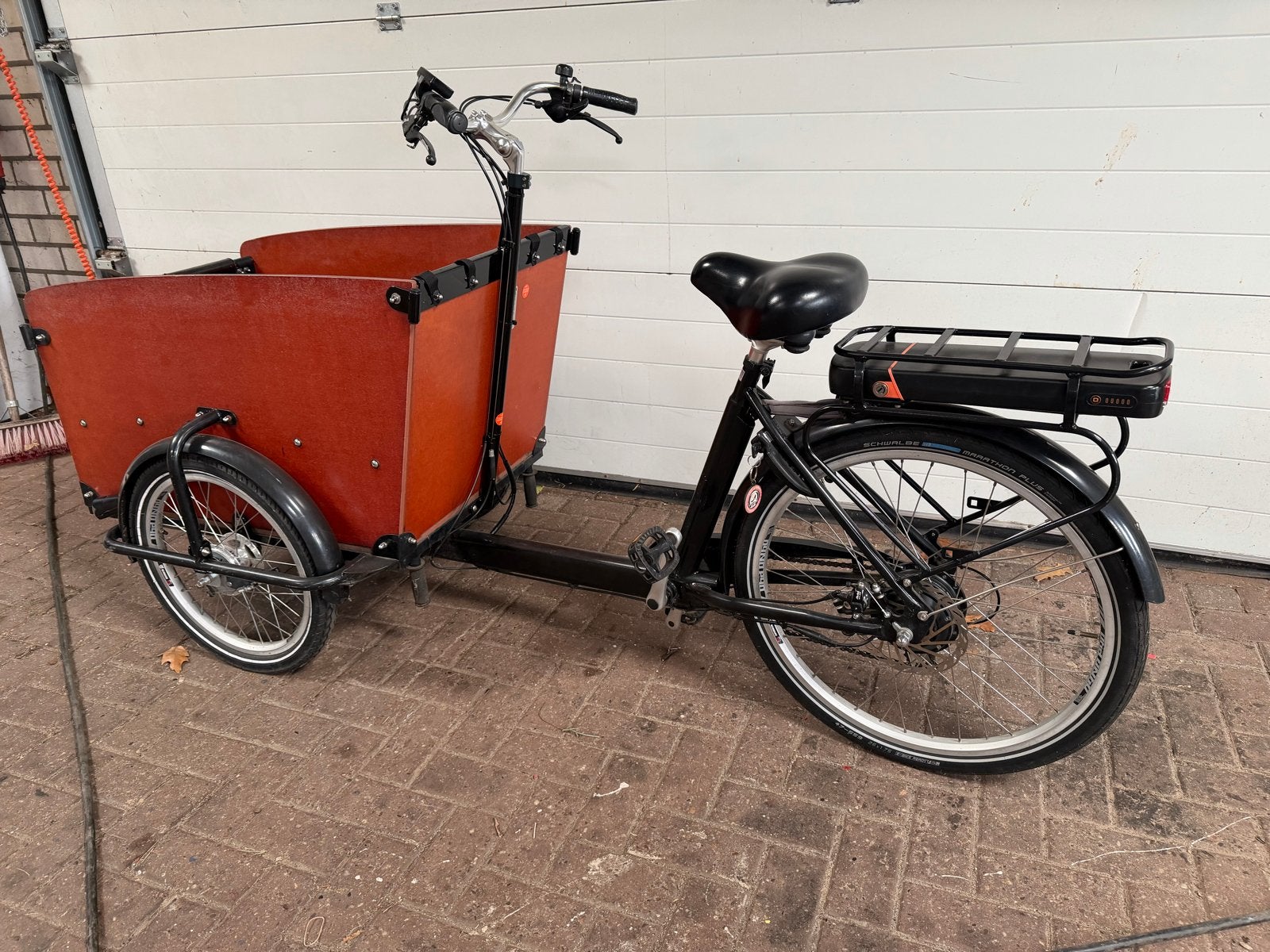 Babboe big bakfiets 4 zitplaatsen, 4 kinderen of meer, Gebruikt, Elektrisch, Schijfrem