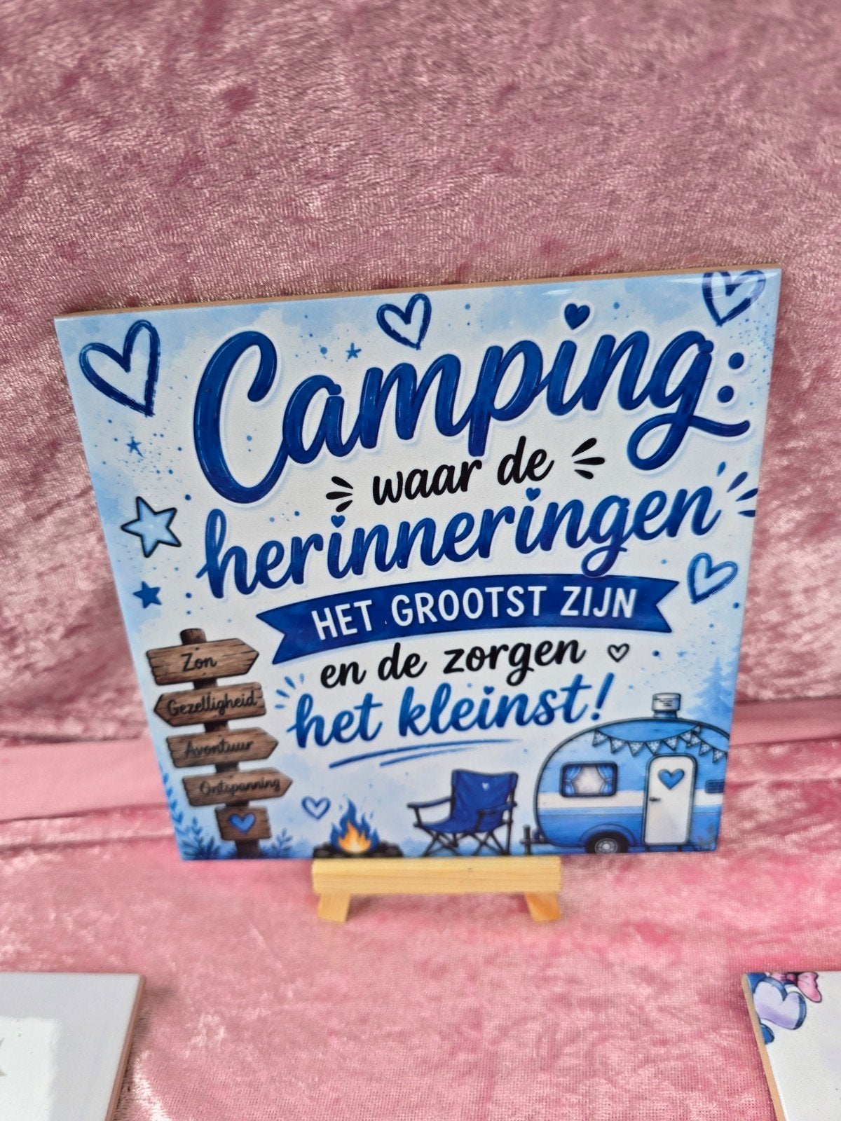 Tegeltje 'Camping: waar de herinneringen het grootst zijn', Ophalen of Verzenden, Nieuw