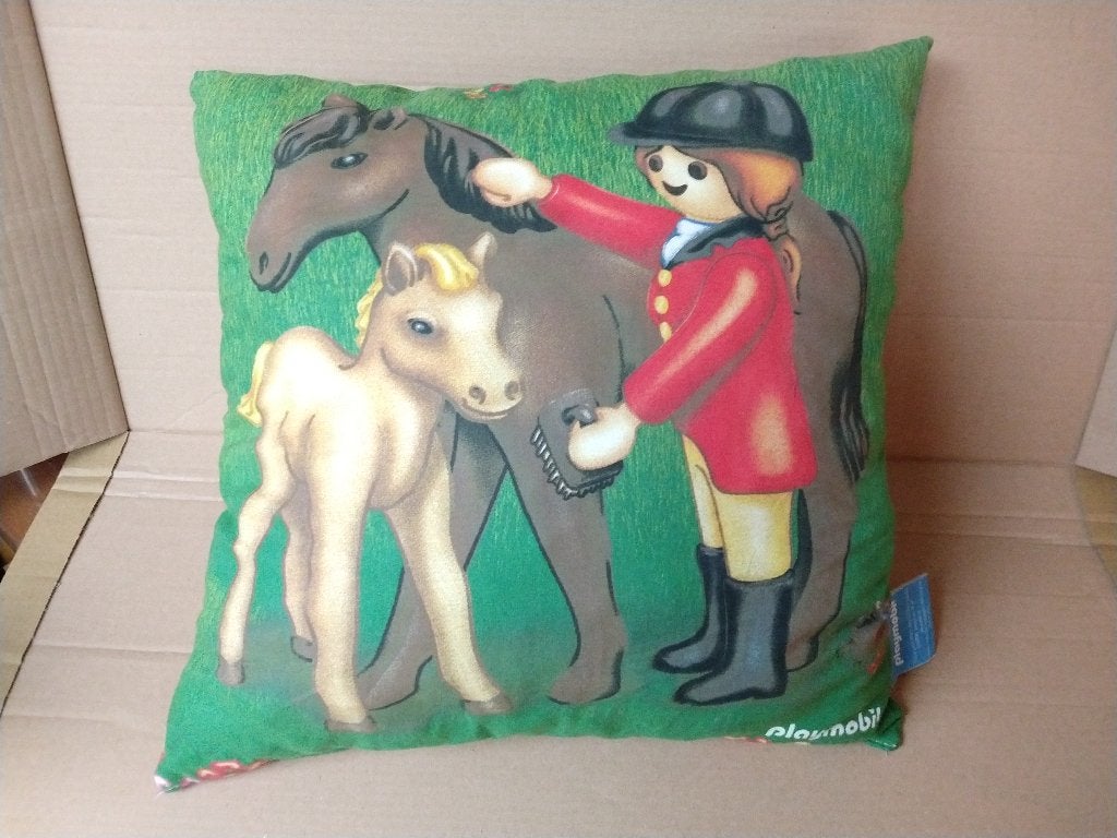 Playmobil kussen pillow vintage merchandise 32x32cm, Ophalen of Verzenden, Gebruikt