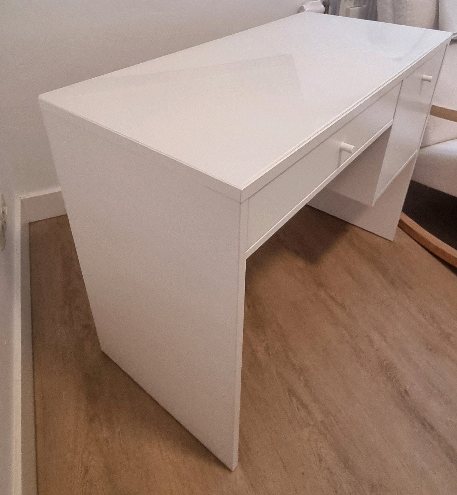 Witte kaptafel / make-up tafel / sidetable met glas – €30, Ophalen, Gebruikt, 48 cm, 100 cm