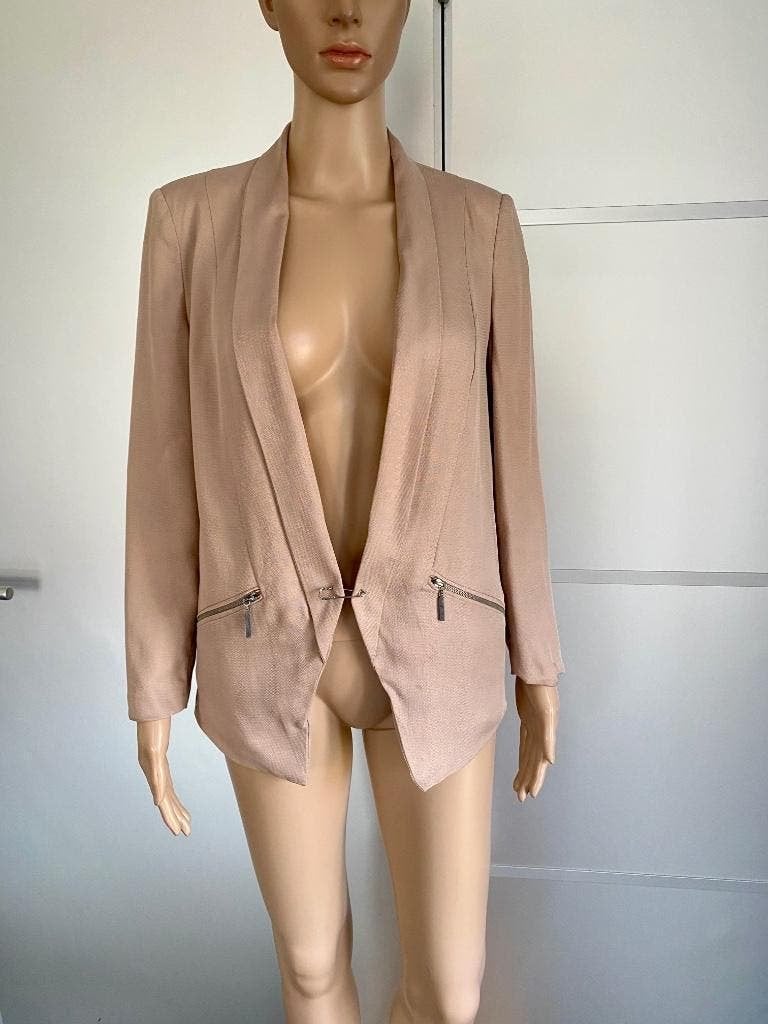 i651 Selected Femme mt. 36=S lang jasje blazer colbert beige, Beige, Selected Femme, Ophalen of Verzenden, Zo goed als nieuw