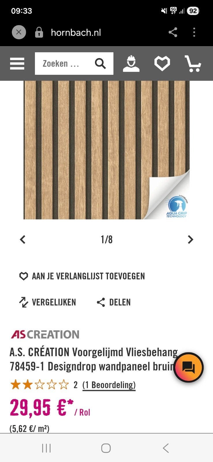 AS Création Vliesbehang Houtlook Bruin, Ophalen of Verzenden, Minder dan 10 m², Bruin, Houtlook