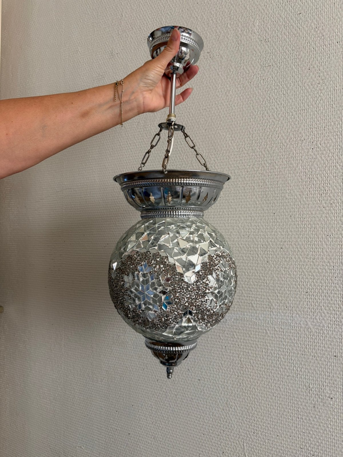 Zilveren glitter lamp, Ophalen, Zo goed als nieuw