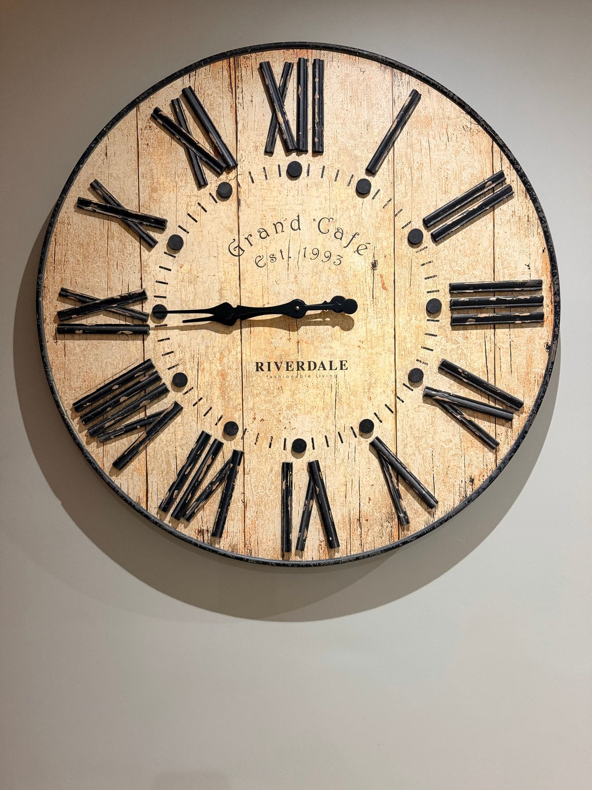 Grote Riverdale wandklok, werkend, Huis en Inrichting, Ophalen, Bruin, Landelijk, Analoog