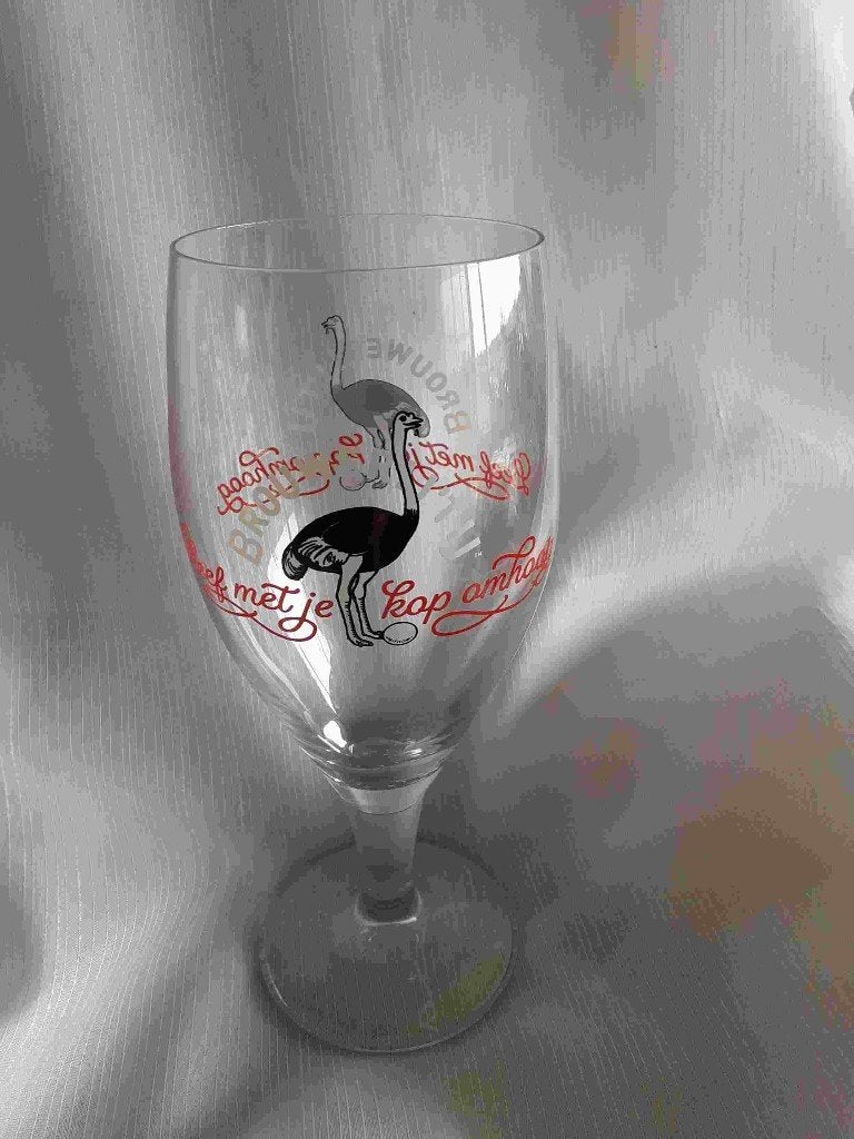 BROUWERIJ T IJ leef je met je kop omhoog glas, Ophalen of Verzenden, Zo goed als nieuw, Bierglas