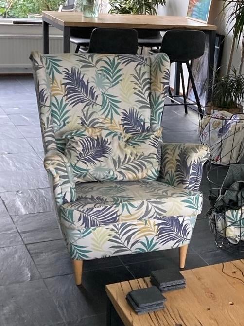 IKEA Strandmon Fauteuil - Jungle Blader motief, Huis en Inrichting, Fauteuils, Ophalen, Gebruikt, Stof, 75 tot 100 cm