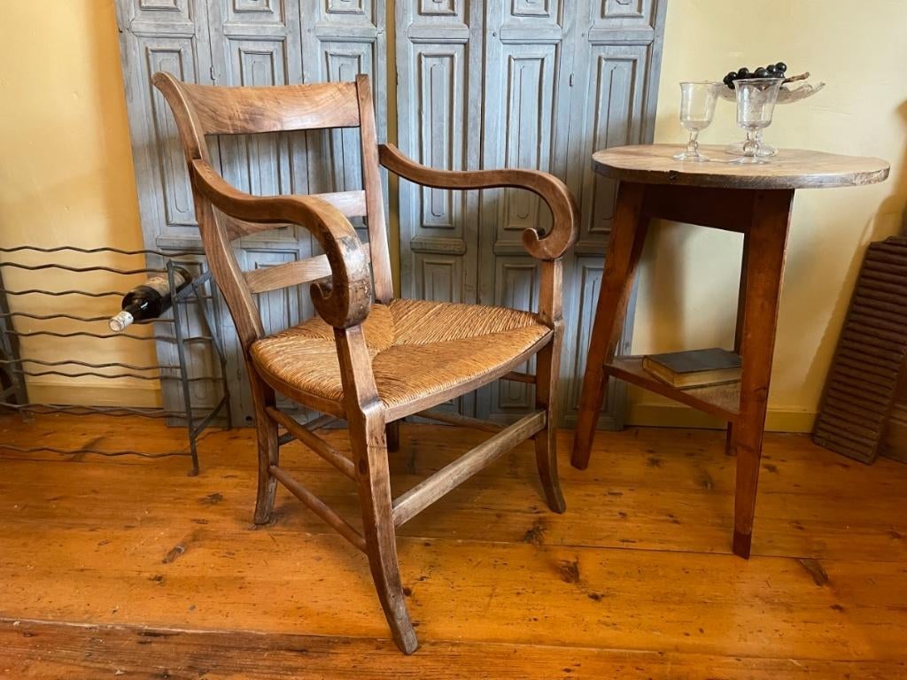 Boerenstoel Fauteuil Biedermeier Kersenhout Frans Landelijk, Ophalen