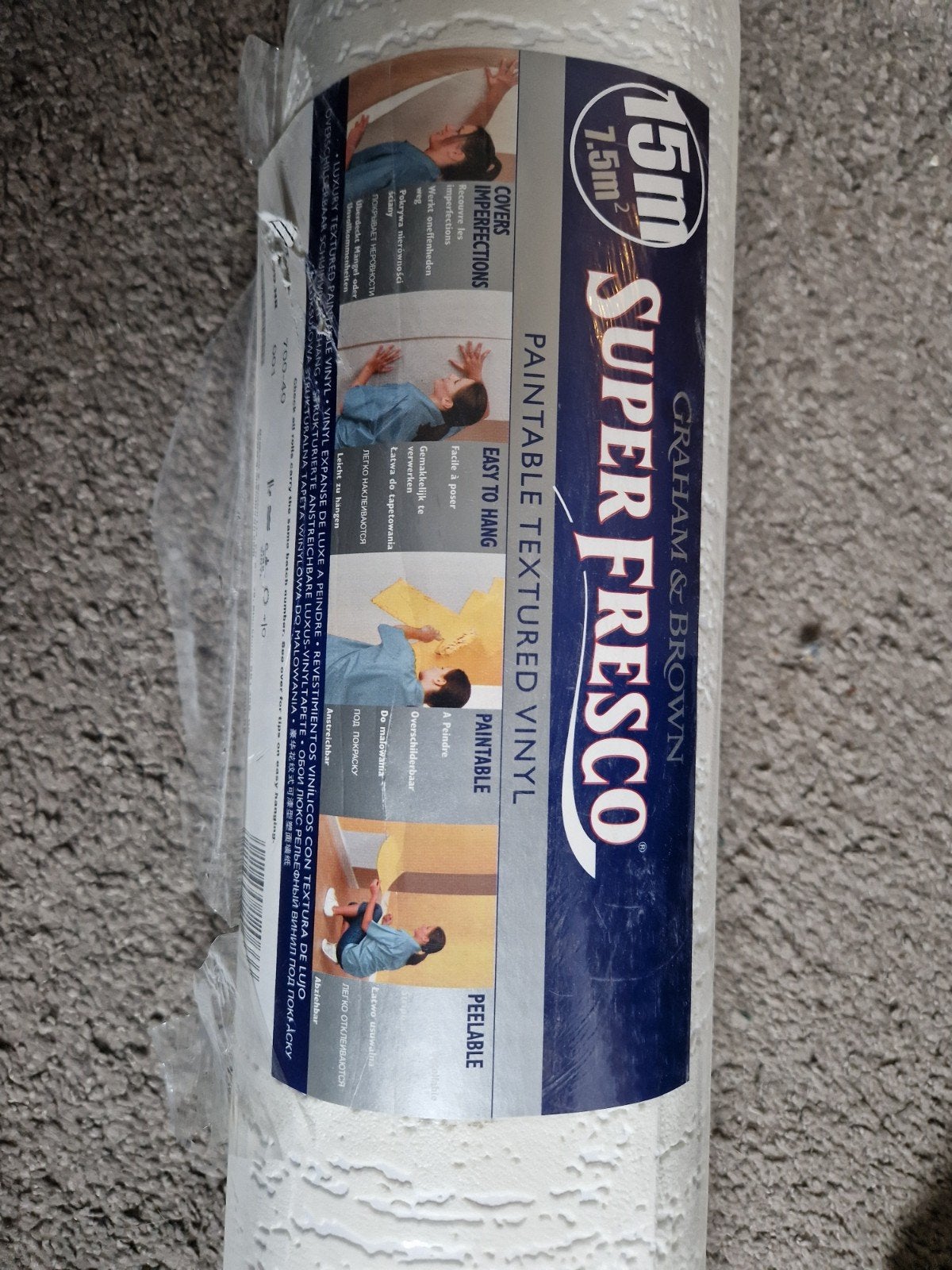 Graham & Brown Super Fresco Behang - 7.5m², Ophalen, Minder dan 10 m², Wit, Verfbaar vinyl behang