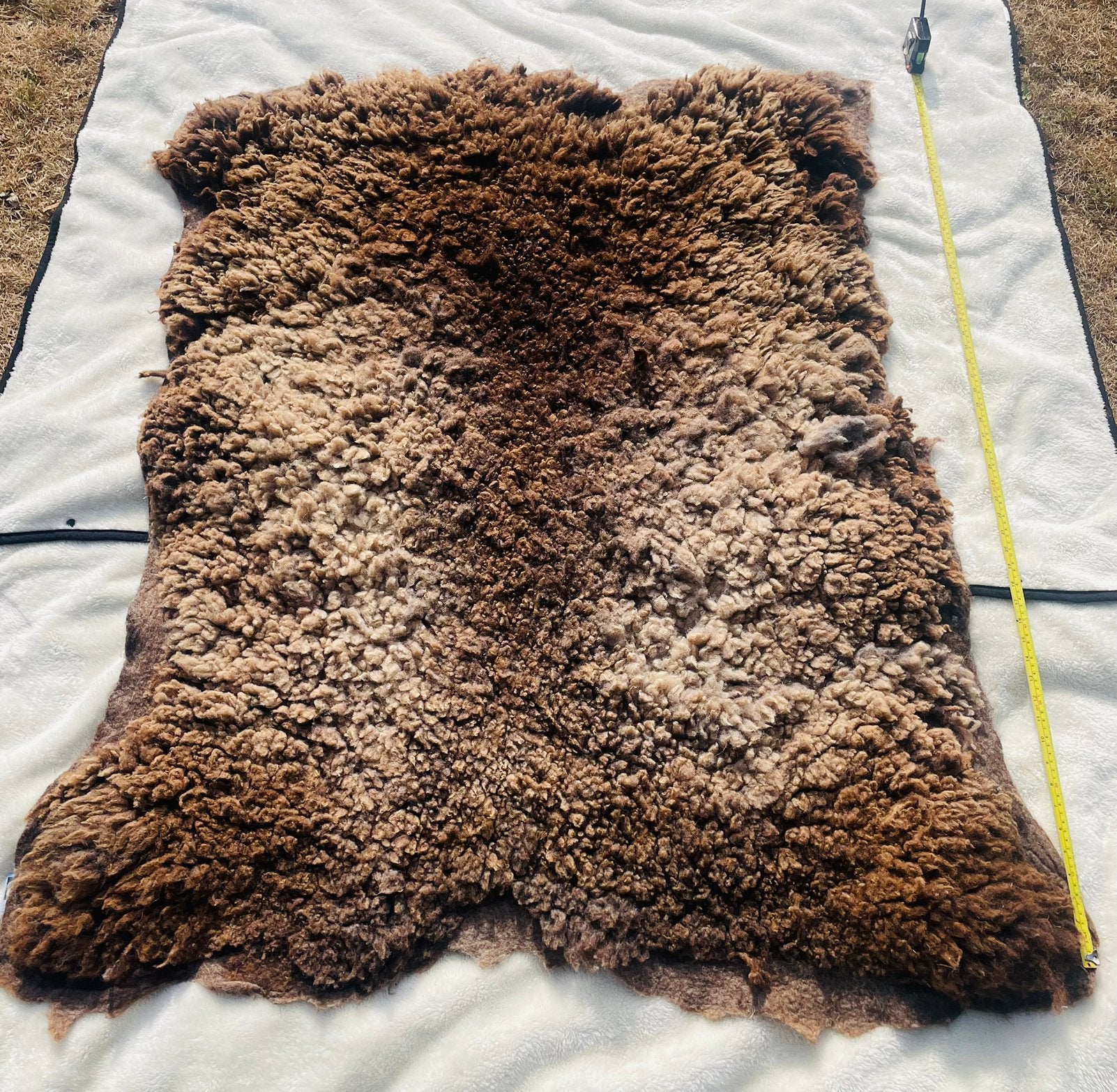 Handgemaakt viltkleed van Texelse wol - Wol van Texel, Ophalen of Verzenden, Zo goed als nieuw, Grijs, Rechthoekig