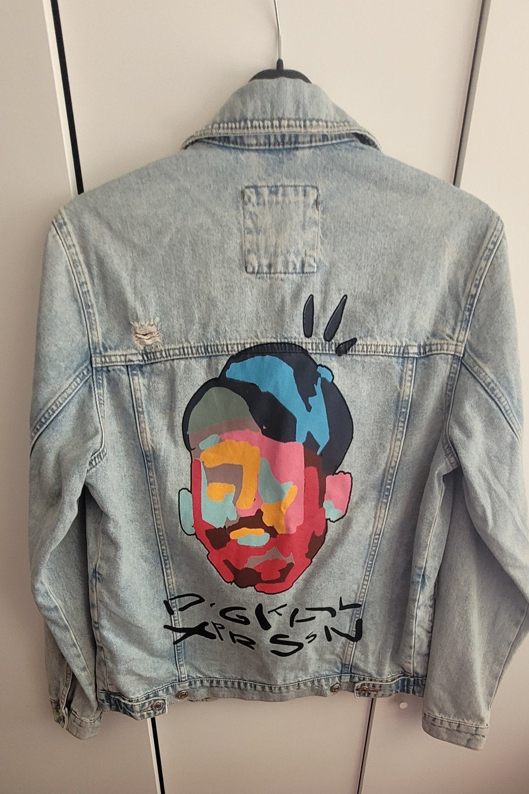 Zara spijkerjack met unieke handgeschilderde print, Zara, Blauw, Ophalen of Verzenden, Zo goed als nieuw