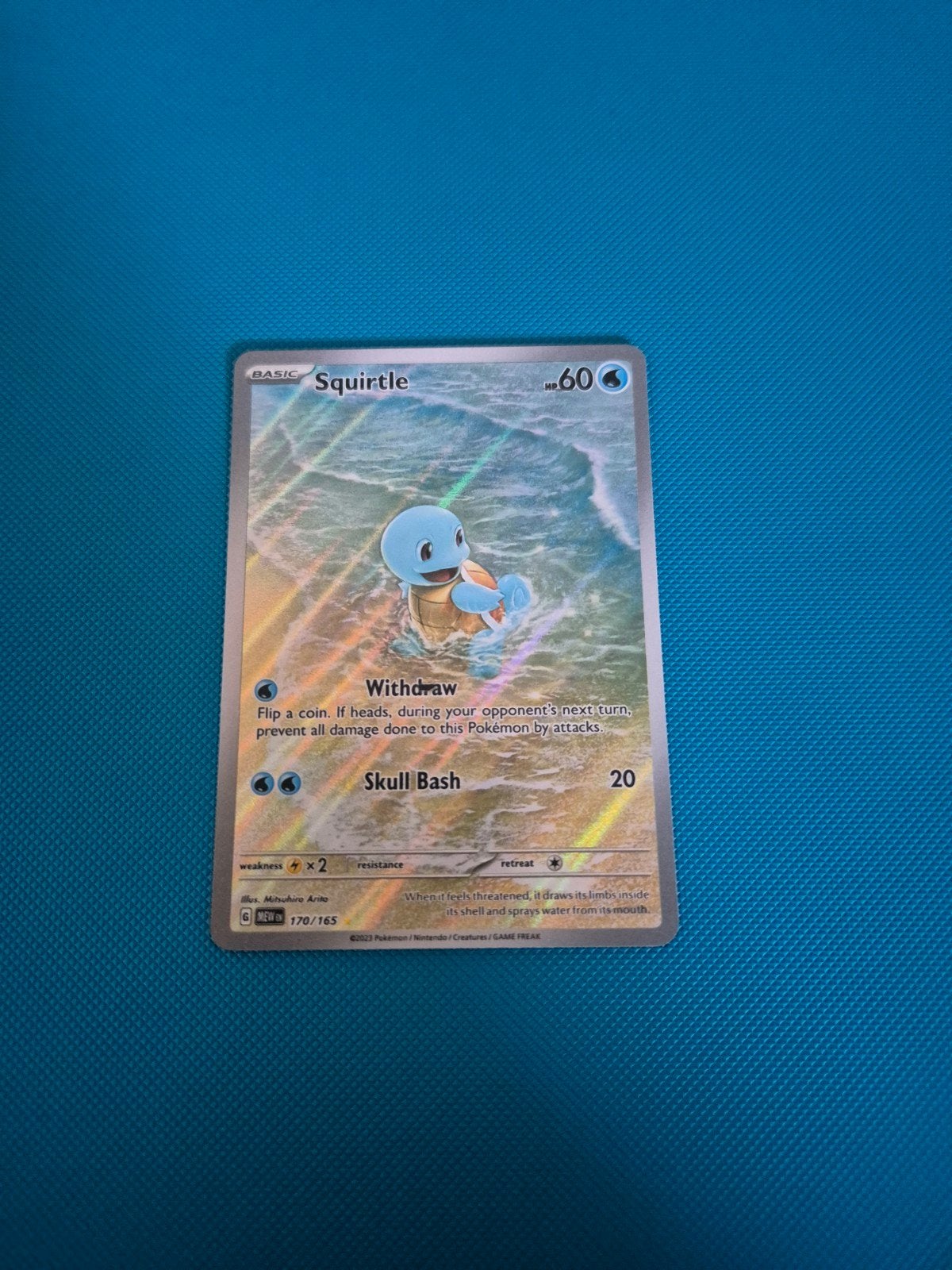 Squirtle 151 Ink Error Pokemon Kaart - Foil, Ophalen of Verzenden, Zo goed als nieuw, Losse kaart, Foil