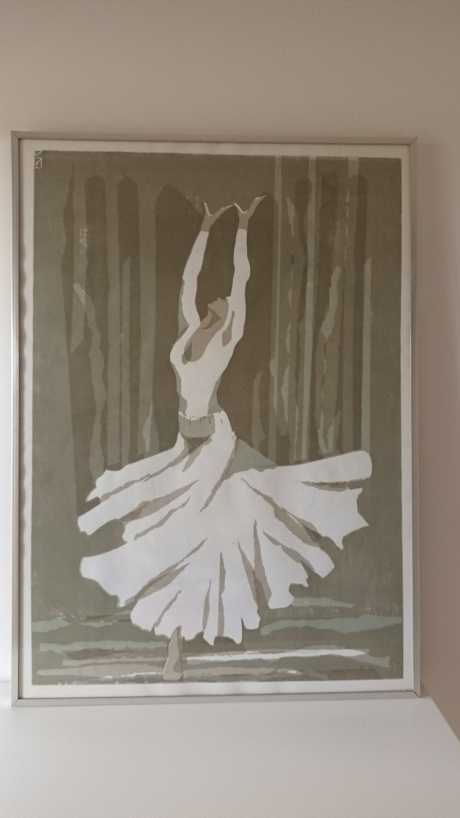"De schaduwdanseres" Zeefdruk, Ophalen