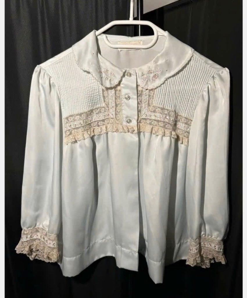 Antieke blouse met kant en borduursel, jaren ‘60, Overige kleuren, Ophalen of Verzenden, Zo goed als nieuw, X
