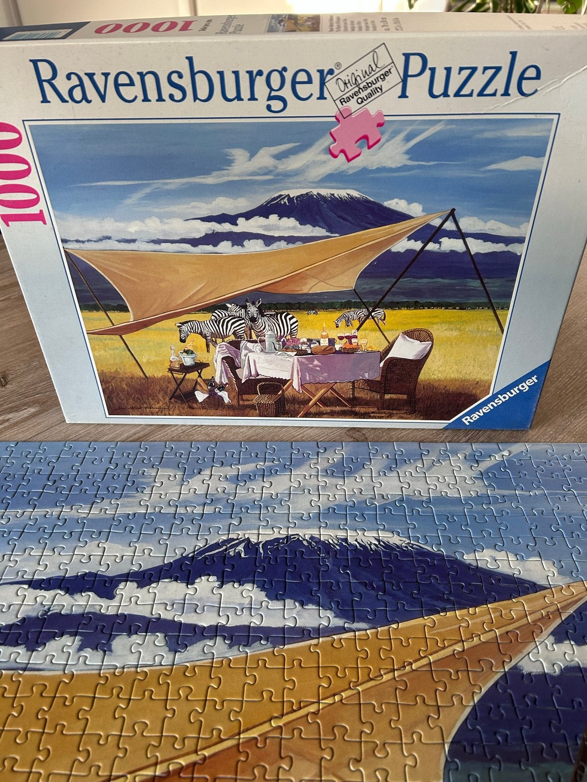 Ravensburger Legpuzzel 1000 stukjes - Safari picknick, Hobby en Vrije tijd, Denksport en Puzzels, Ophalen of Verzenden, 500 t/m 1500 stukjes