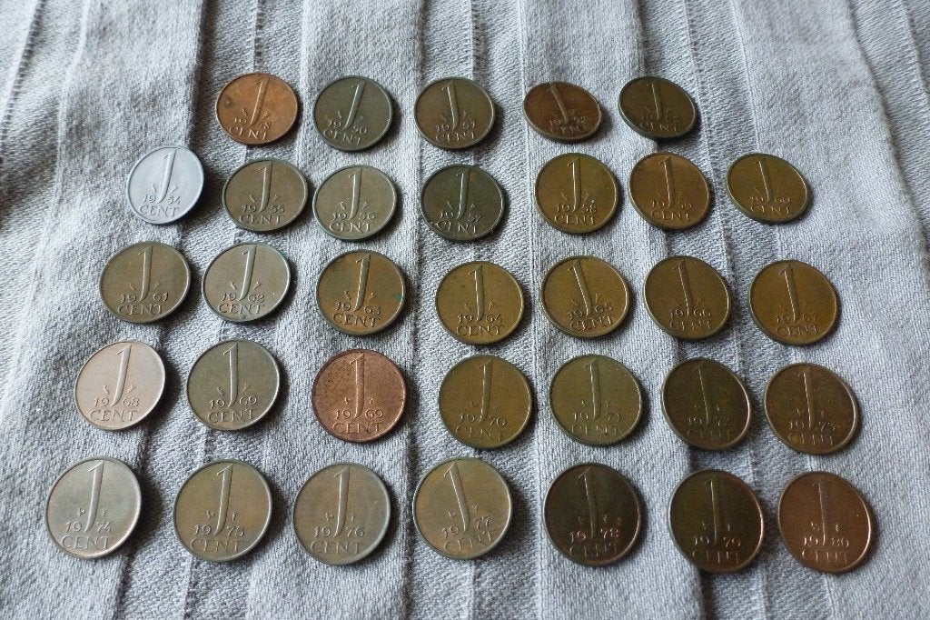 Juliana - complete serie 1 cent 33 stuks 1948-1980 mooie kw, Ophalen of Verzenden, Koningin Juliana, 1 cent, Setje