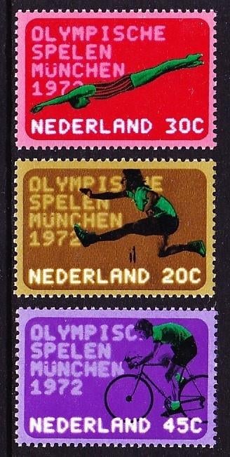 1012 - 1014 (jaar 1972 | Olympische spelen Munchen, Postzegels en Munten, Postzegels | Nederland, Ophalen of Verzenden, Na 1940