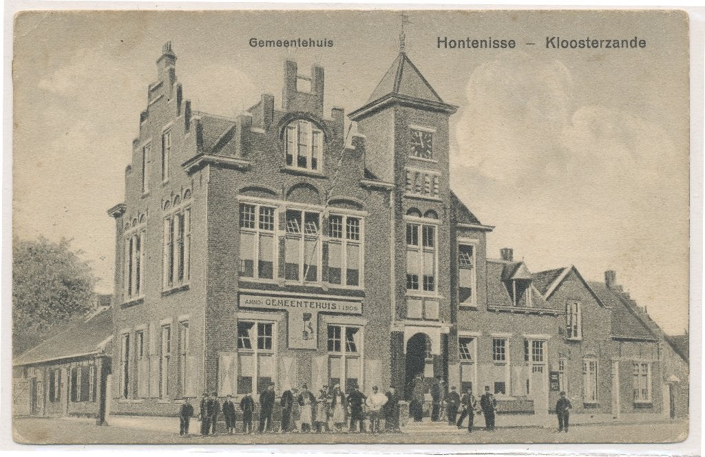 Kloosterzande Hontenisse - Gemeentehuis 1914, Ophalen of Verzenden, Voor 1920, Gelopen, Zeeland