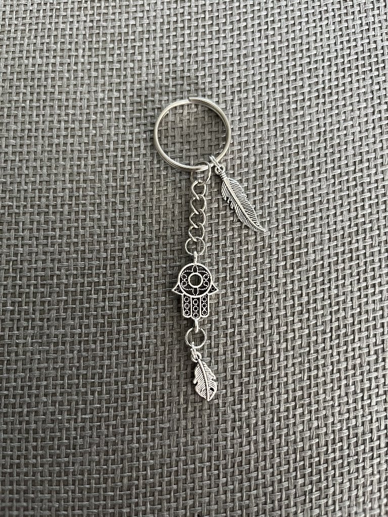 Sleutelhanger hand Fatima 2x veer hangers zilverkleur, Ophalen of Verzenden, Nieuw, Overige typen