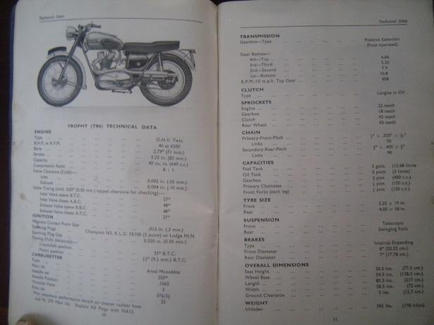 Triumph 1960 5T 6T T100 T110 TR5 TR6 instruction manual, Motoren, Ophalen of Verzenden, Triumph