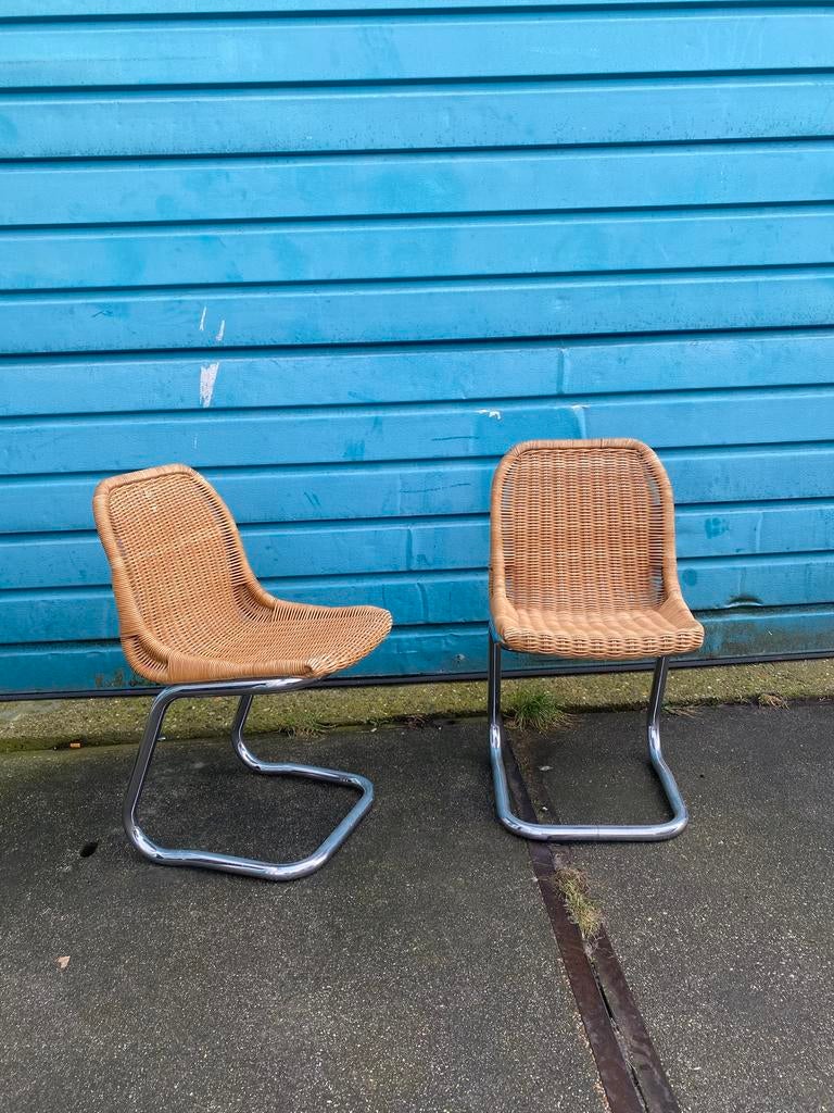Sledestoel set Dirk van Sliedrecht ROHE ‘70 vintage Hollands, Ophalen, Gebruikt, Twee, Bruin