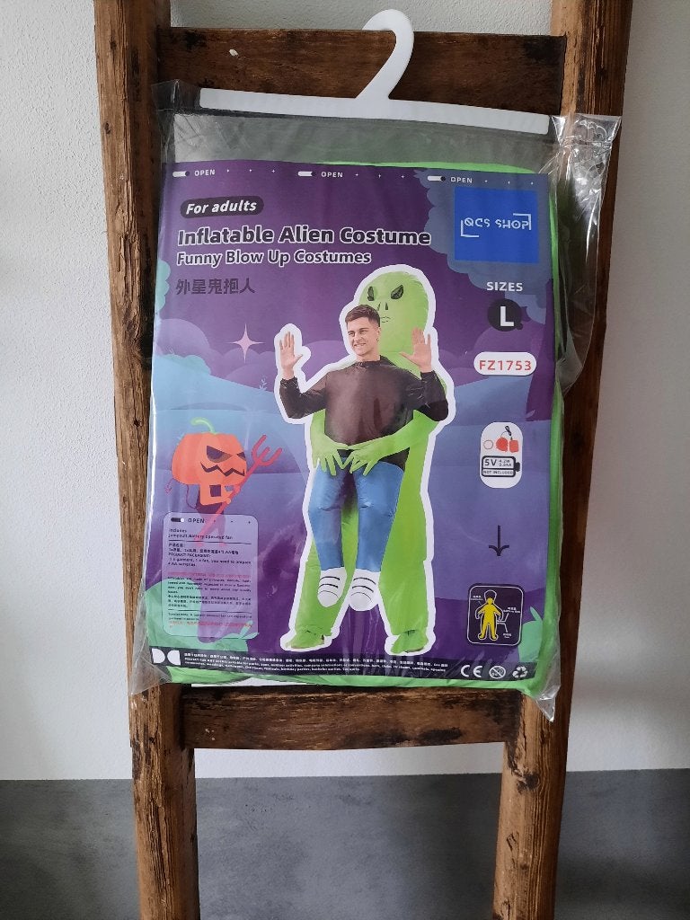 Opblaasbare Alien Feestpak volwassenen nieuw, Nieuw, Overige maten, Ophalen of Verzenden, Halloween
