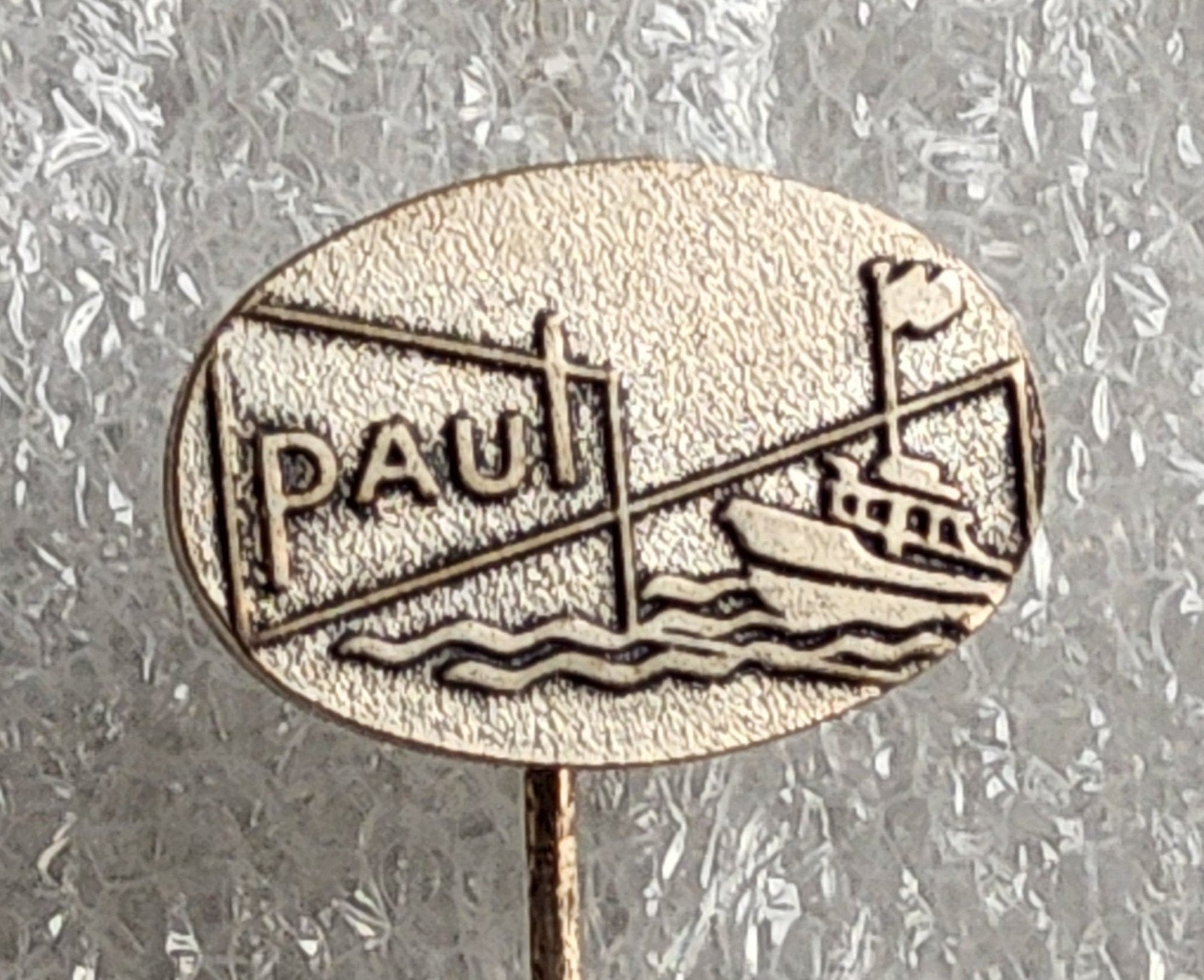 Vintage Speldje 'Paul' met Schip, Ophalen of Verzenden, Gebruikt, Overige onderwerpen, Speldje of Pin