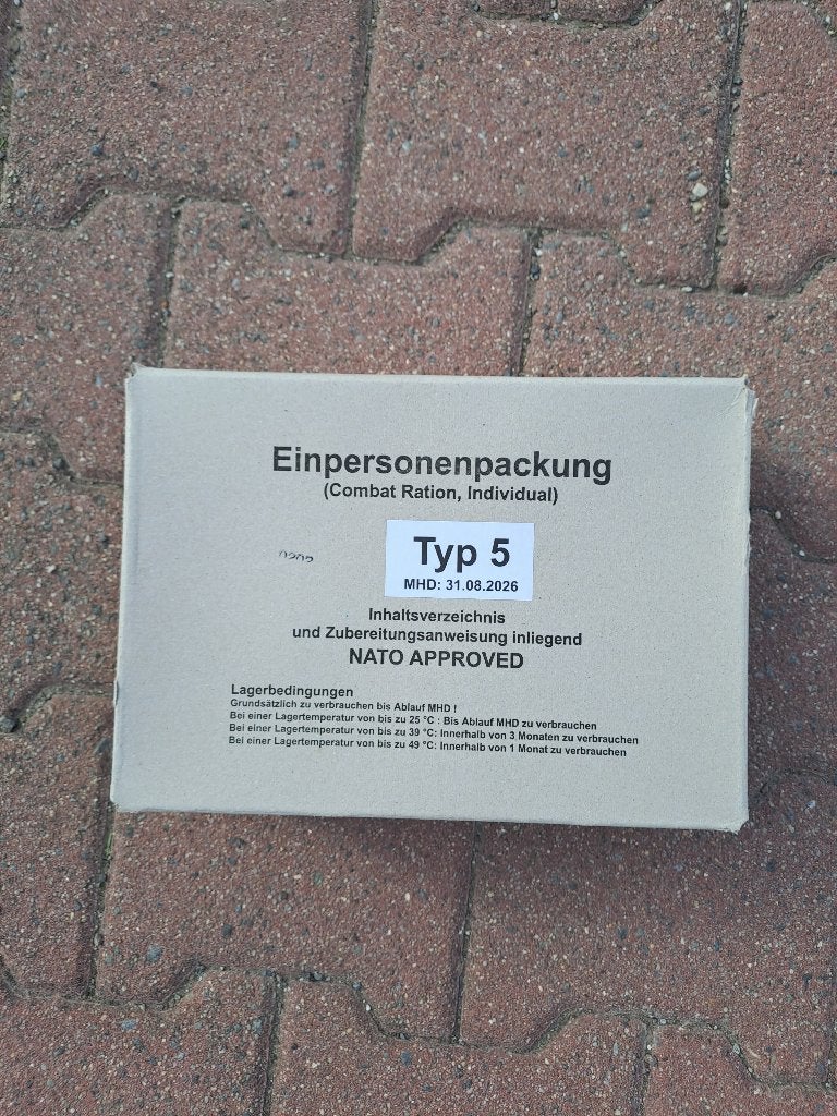 Duitse Bundeswehr MRE Typ 5 – Complete 24u rantsoen, Verzamelen, Verzenden, Landmacht, Duitsland